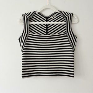 LAgence Black and White Cotton Striped Square Neck Top Size 6